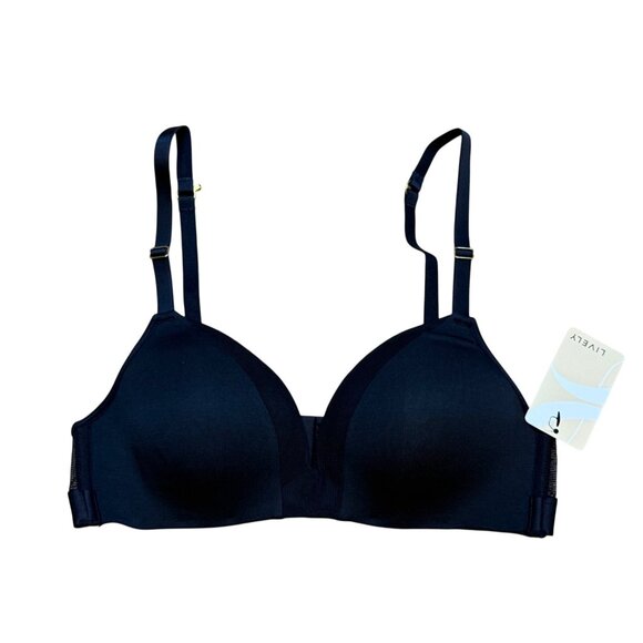 Lively Bra Mesh Plunge 45577 Jet Black Bra 34B NWT - Picture 1 of 5